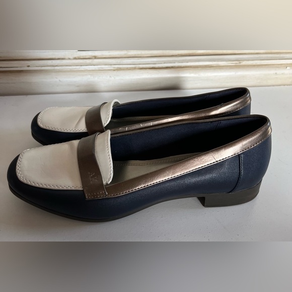 Women’s Anne Klein Vittorio loafers iflex faux leather metallic fabric strap 8.5 - Picture 1 of 9